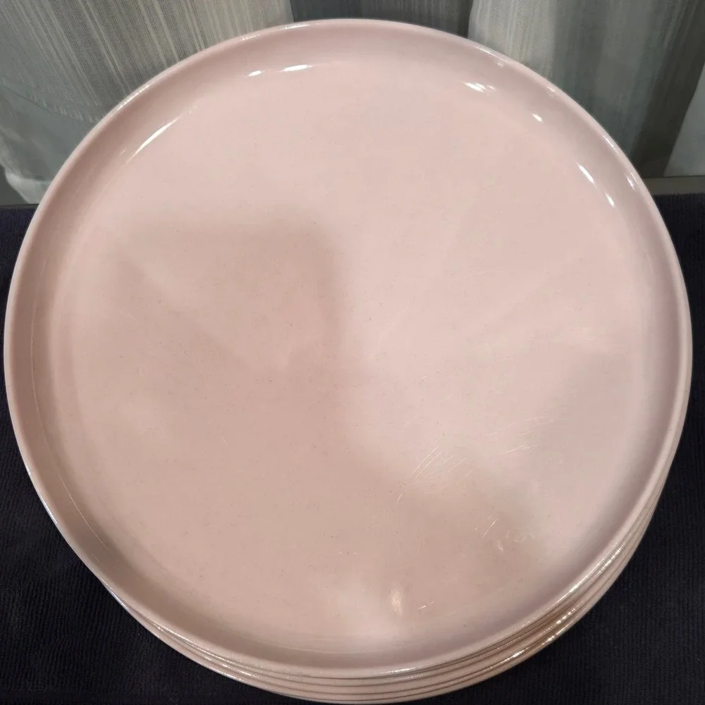 Gibson Home Candy Skies Wheat Straw Melamine Dinner Plates Set/7 Round 10.5 in